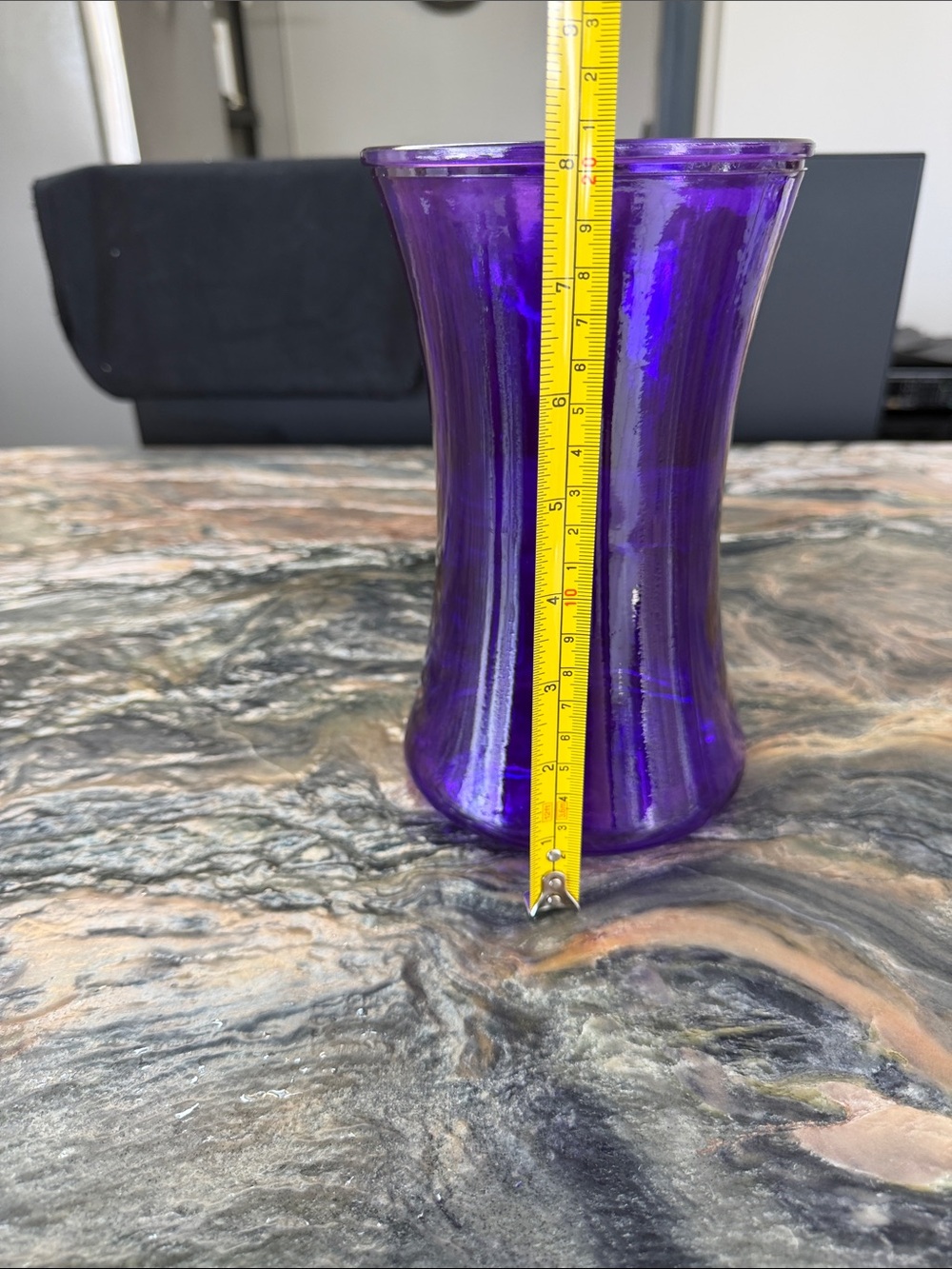 Deep Purple Glass Vase — Elegant Curved Accent for Home - Picture 3 of 4